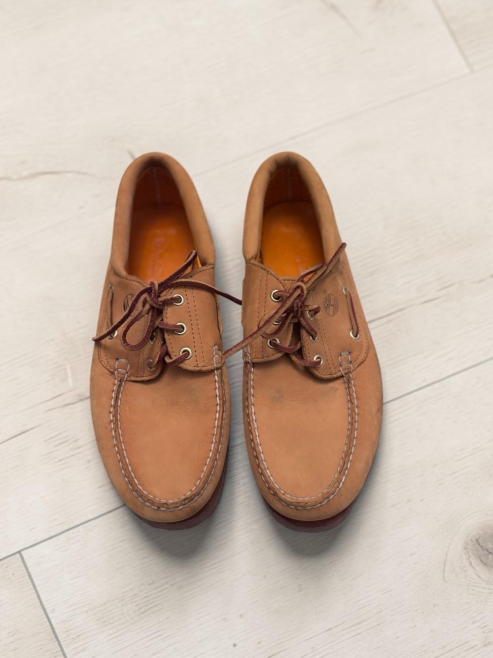Timberland Brown Leather Boat Shoes - Moc Toe Lace-Ups